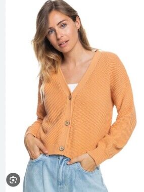 Roxy Wonder Time Long Sleeve Cardigan With Wooden Buttons. NWOT